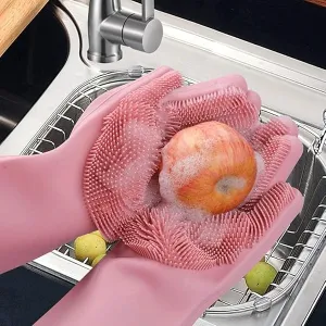 Silicone Magic Dish Washing Cleaning Gloves (1 pair)